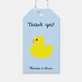Etiquetas de Presente Cor Azul Obrigado Pato Amare