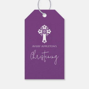 Etiquetas de Presente Cruz Floral Christening Swee