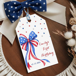 Etiquetas de presente de aniversário com tema Bow