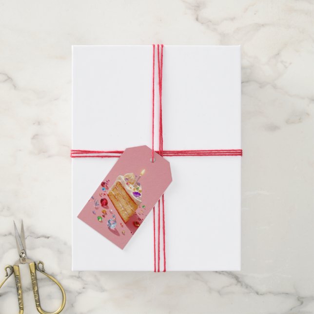 Etiquetas de Presente de Aniversário Elegantes (Com cordão)