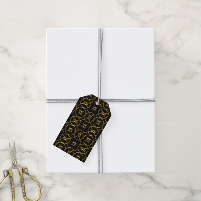 etiquetas de presente de arquivo dourado (Com cordão)