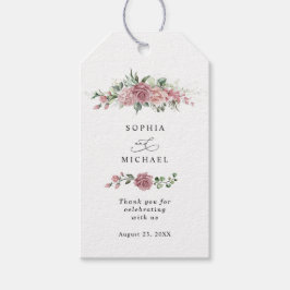 Etiquetas de Presente de Casamento Florais Rosa Em