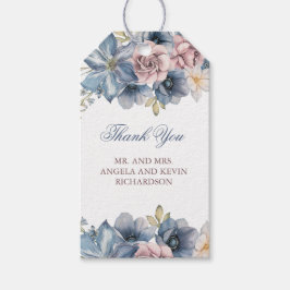 Etiquetas de Presente de Casamento Floral Dusty Bl