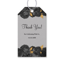 Etiquetas De Presente De Casamento Floral Preto E 