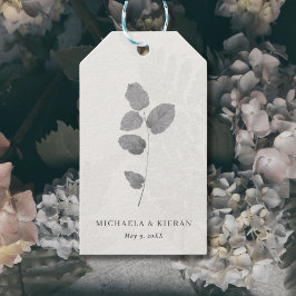 Etiquetas de Presente de Folha Botânica de Cinzas 