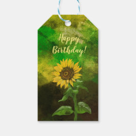 Etiquetas de presente de girassóis amarelos