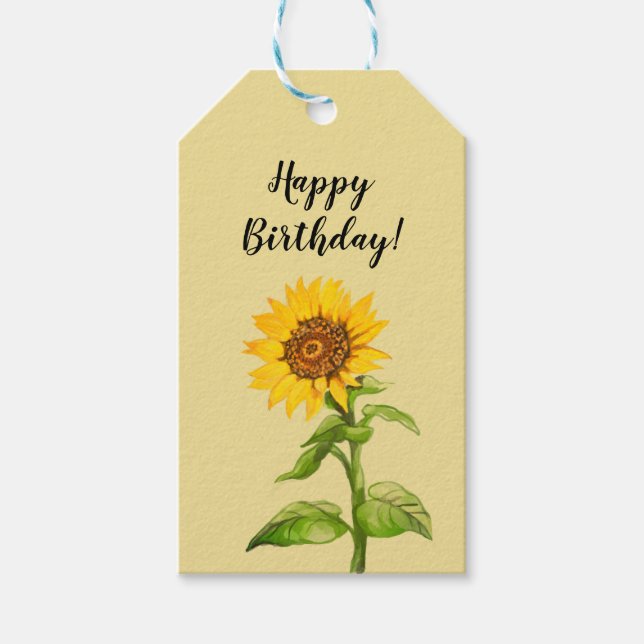 Etiquetas de presente de girassóis amarelos (Frente)