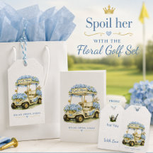 Etiquetas de presente de golfe com hidrângea em ca