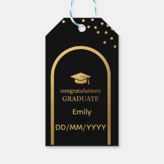 Etiquetas de presente de graduação Dourada e negra