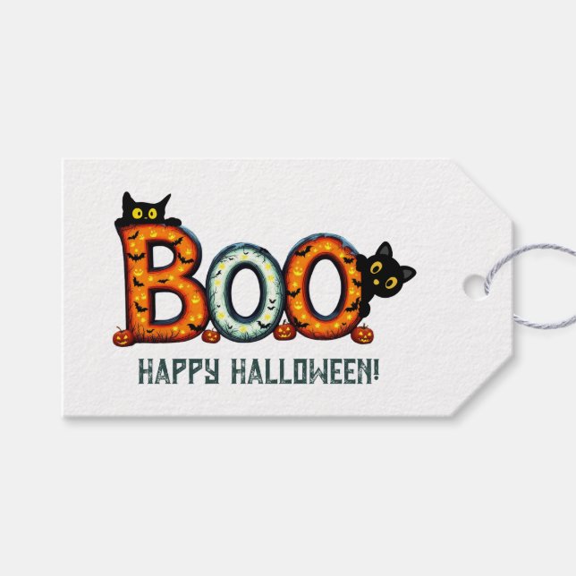 Etiquetas de Presente de Halloween Boo (Frente (horizontal))