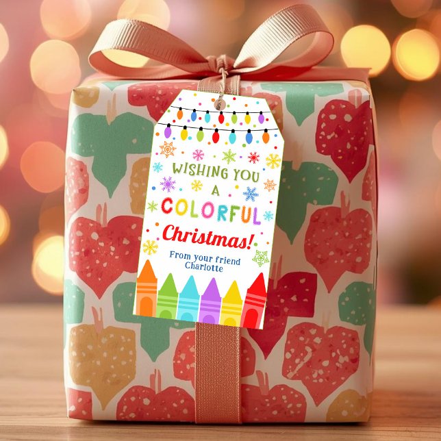 Etiquetas de Presente de Lápis de Cor de Natal | F (Criador carregado)