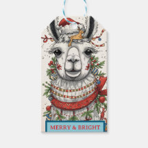 Etiquetas de Presente de Llama de Férias de Natal