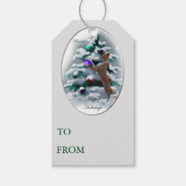 Etiquetas de Presente de Natal Basenji