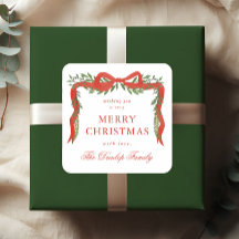 Etiquetas de Presente de Natal com Arranjo de Fita