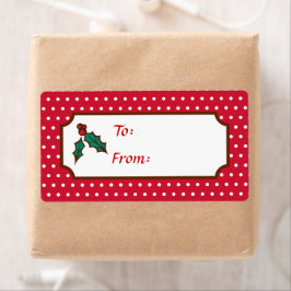 Etiquetas de Presente de Natal com Azevinho Vermel