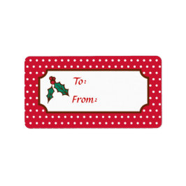 Etiquetas de Presente de Natal com Azevinho Vermel