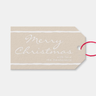Etiquetas de Presente de Natal com Listras Bege Ne