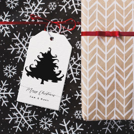 Etiquetas de Presente de Natal da Árvore Preta