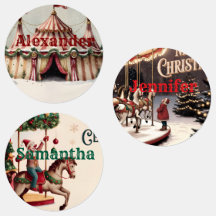 Etiquetas de Presente de Natal de Circo Antigo