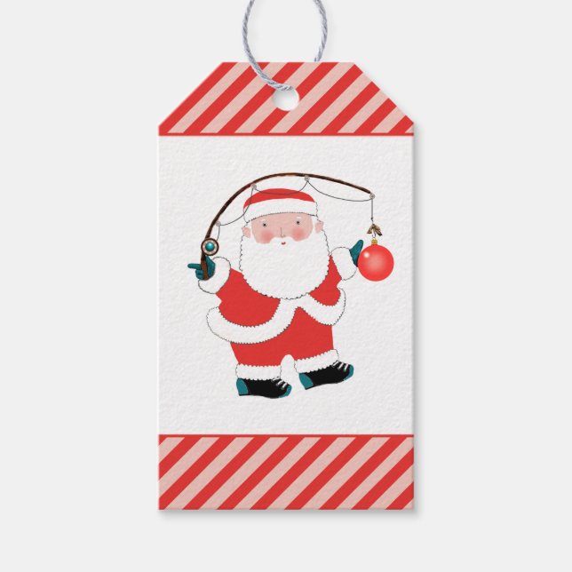 Etiquetas de Presente de Natal de Pesca (Frente)