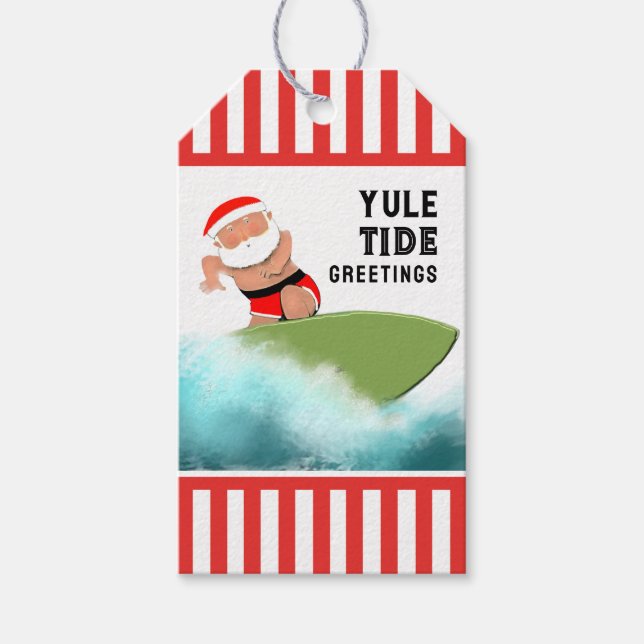 Etiquetas de Presente de Natal de Surf (Frente)