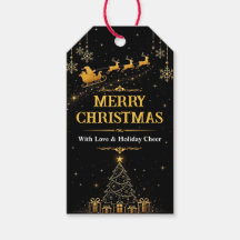 Etiquetas de Presente de Natal Elegantes Preto e D