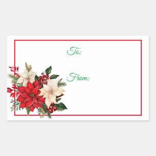 Etiquetas de Presente de Natal Férias Poinsettia