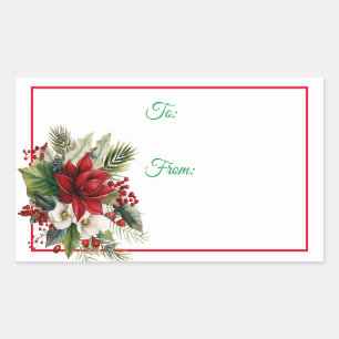 Etiquetas de Presente de Natal Férias Poinsettia