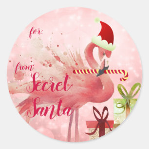 Etiquetas de Presente de Natal Flamingo Rosa