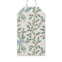 Etiquetas de Presente de Natal Holly Vine Blue Bow