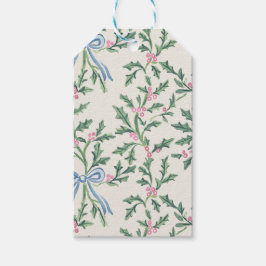 Etiquetas de Presente de Natal Holly Vine Blue Bow