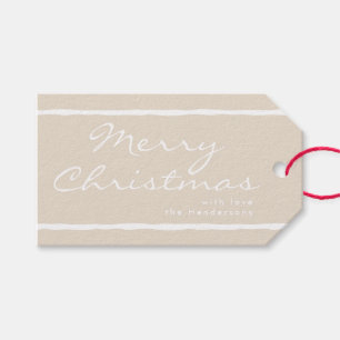 Etiquetas de Presente de Natal Listradas Bege Clar
