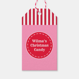 Etiquetas de Presente de Natal Rosa Vermelho Retro