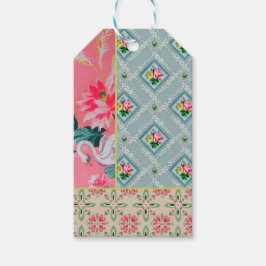 Etiquetas de presente de papel de parede cor-de-ro