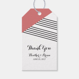 Etiquetas de Presente de Stripe Geométrica Vermelh