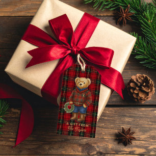 Etiquetas de Presente de Urso de Pelúcia Vermelho