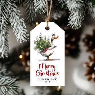 Etiquetas de Presente Divertidas de Natal com Gans