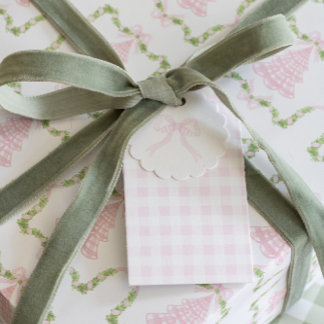 Etiquetas de Presente do Marshmallow Rosa Gingham