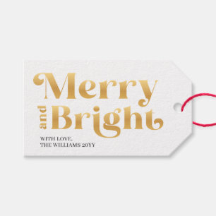 Etiquetas de Presente Dourado Falso Merry Bright M