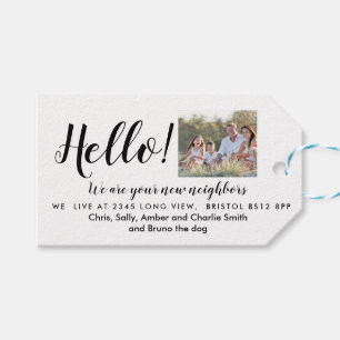 Etiquetas de presente editáveis Olá Vizinho   Novo