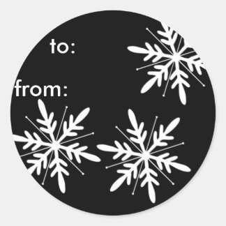 Etiquetas de Presente em Floco de Neve Preto e Bra