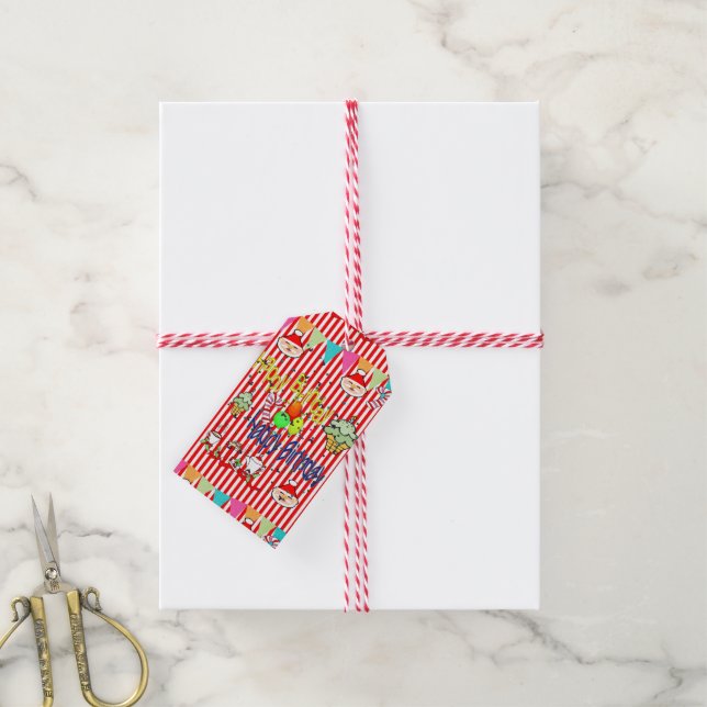 Etiquetas de Presente Feliz Natal Aniversário  (Com cordão)