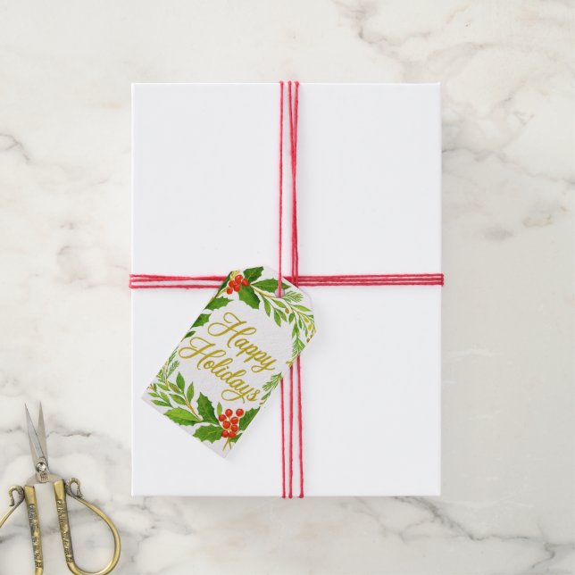 Etiquetas de Presente 'Felizes Festas' (Com cordão)