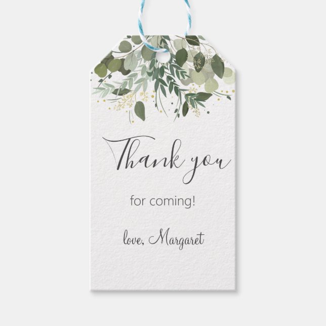 Etiquetas de Presente Folhagem de Eucalipto (Frente)