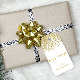 Etiquetas de presente glitter dourado Feliz Natal