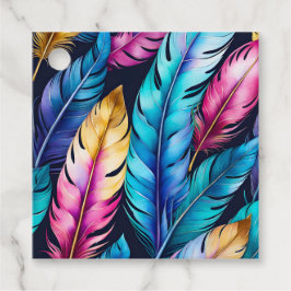 Etiquetas de Presente na Pena de Aquarela Colorida