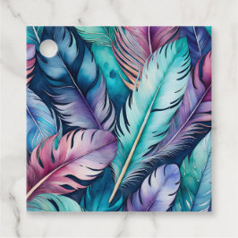 Etiquetas de Presente na Pena de Aquarela Colorida