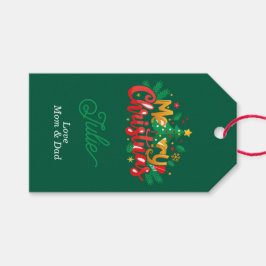 Etiquetas de Presente Natal Feliz Verde Escuro