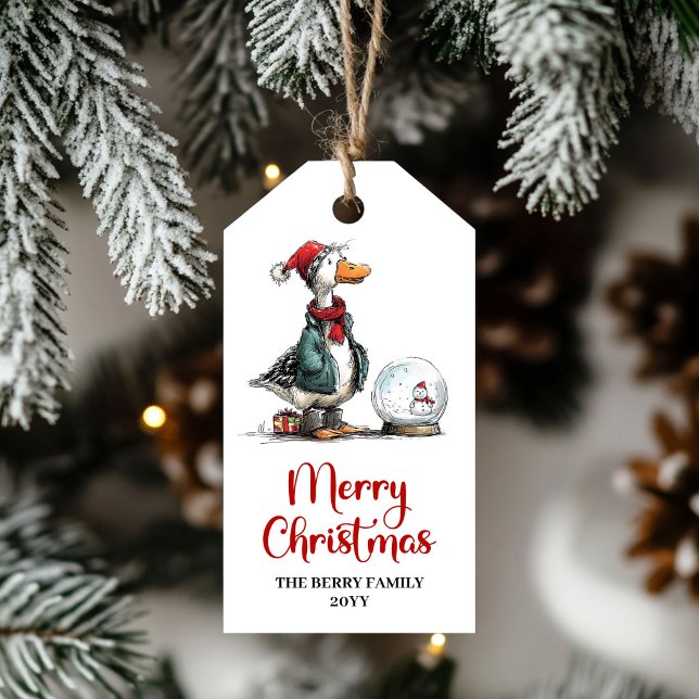 Etiquetas de Presente Natalinas Cartunadas Diverti (Christmas Silly Goose Quirky Cartoon Gift Tag)
