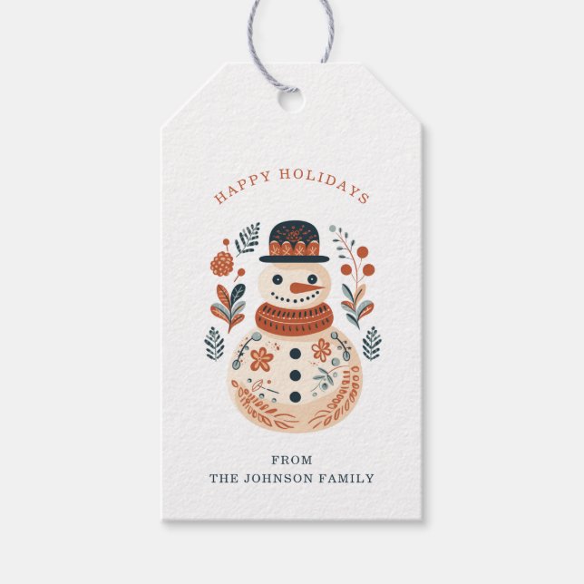 Etiquetas de Presente Nórdico Snowman (Frente)